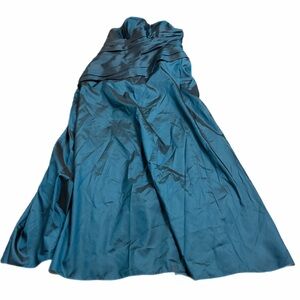90s Vintage Mari Lee Strapless Corset Back Prom Gown (Metallic Teal) Size 16/18